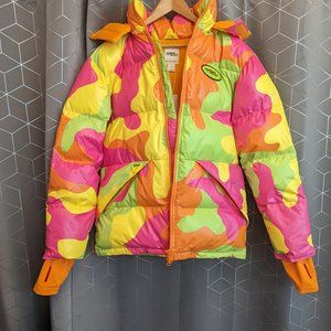 VERY RARE adidas X Jeremy Scott Camo Neon Duvet Jacket SzM New with Tags G76067